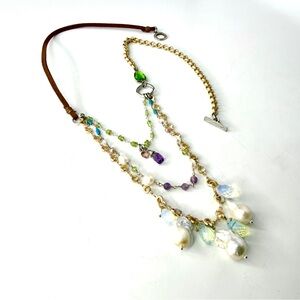 Multi Colored Sundance Inspired Necklace, Mixed Gemstone Necklace